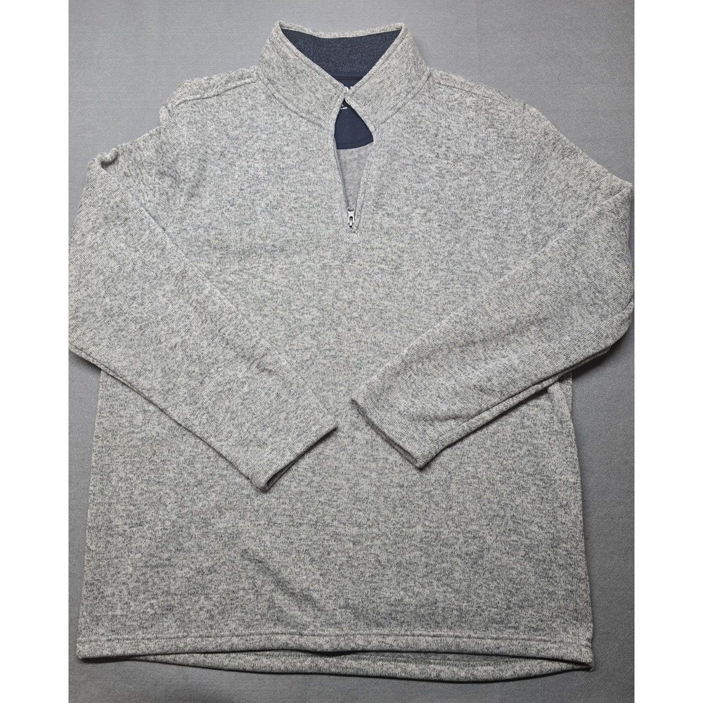 IZOD 1/4 Zip Pullover Men XL Gray Heather Fleece Lined Sweater Knit Casual Golf